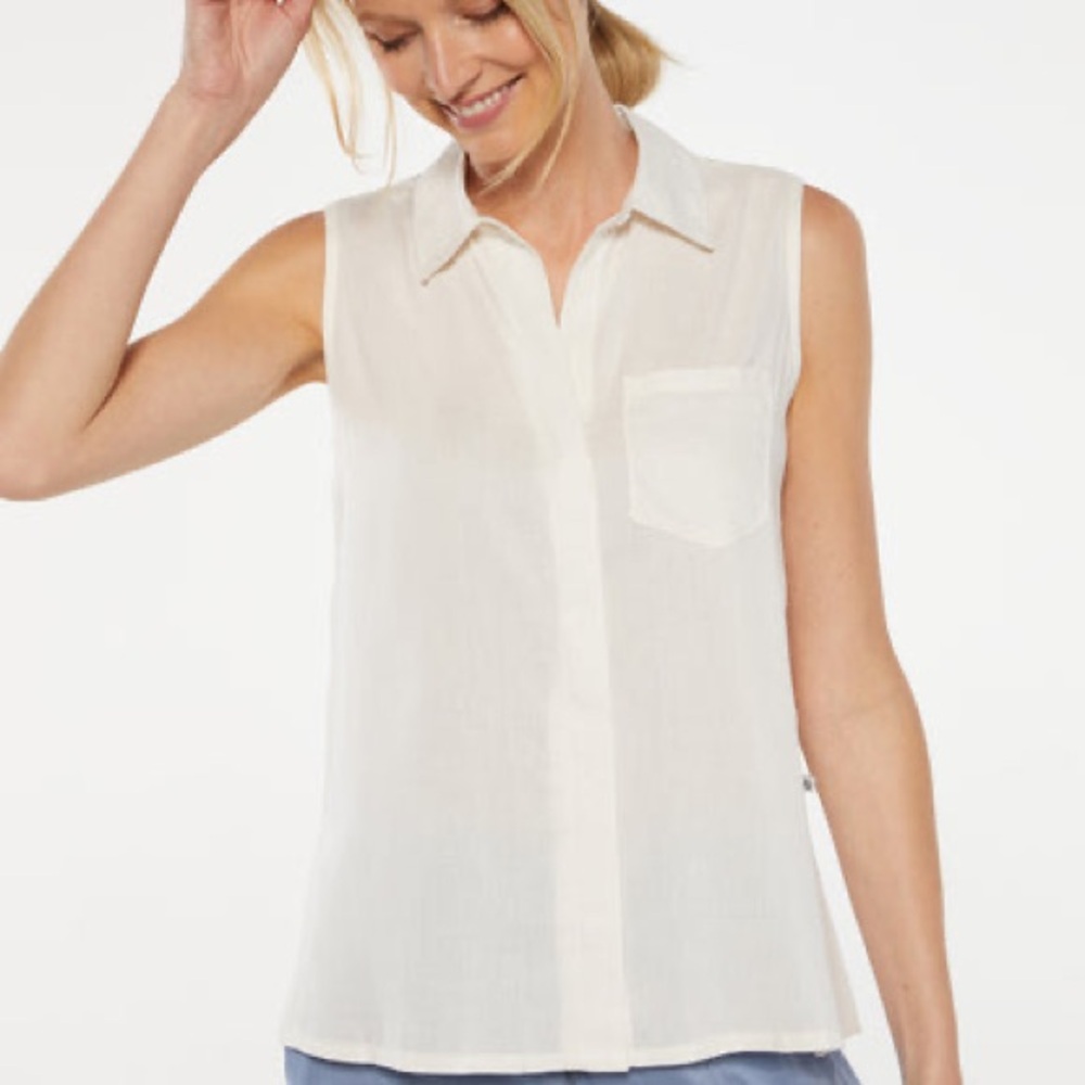 Sleeveless White Cream Blouse